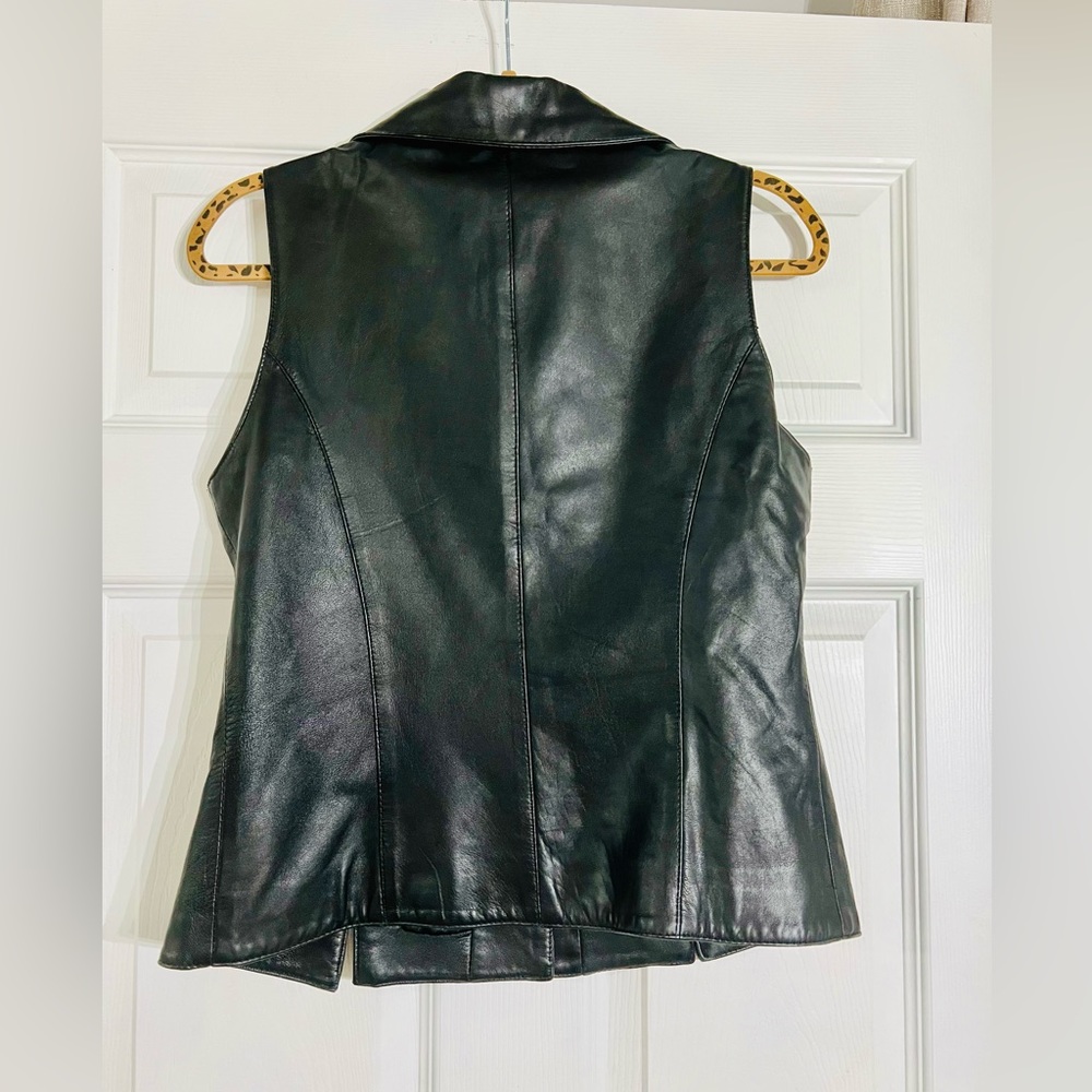 Vintage Harold's Genuine Leather Black Vest Fitted Fully Lined